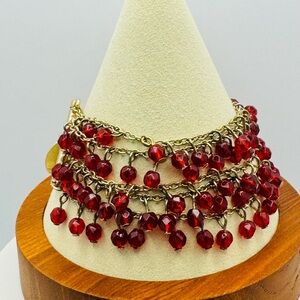 WHBM Multi-Strand Red Beaded Toggle Bracelet